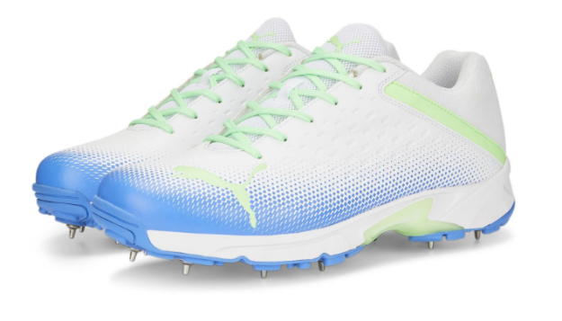 Picture of Puma Spike 22.2 White Elektro Green Blue – Cricket Spikes