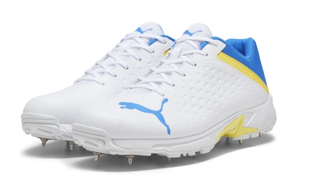 Picture of Puma Spike 22.2 White Yellow Blaze – Blue Cricket Spikes