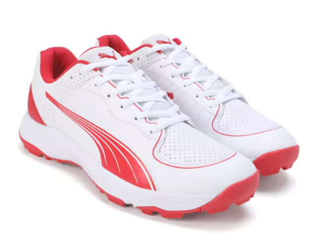 Picture of Puma 24 FH Rubber White Puma Red -Rubber Cricket/Hockey Shoes