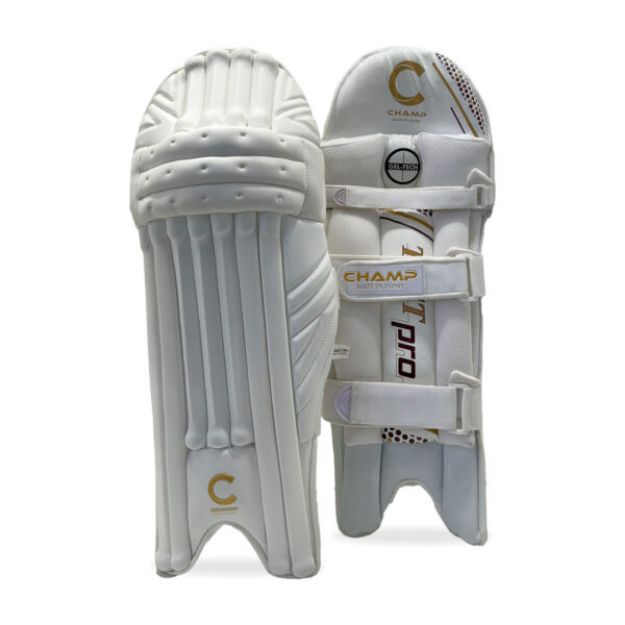 Picture of Champ Test Pro Batting Pads - Gold/Purple and White – Adult - RH