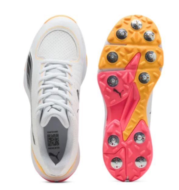 Picture of Puma Spike 24.2 White Black Sun Stream – Cricket Spikes